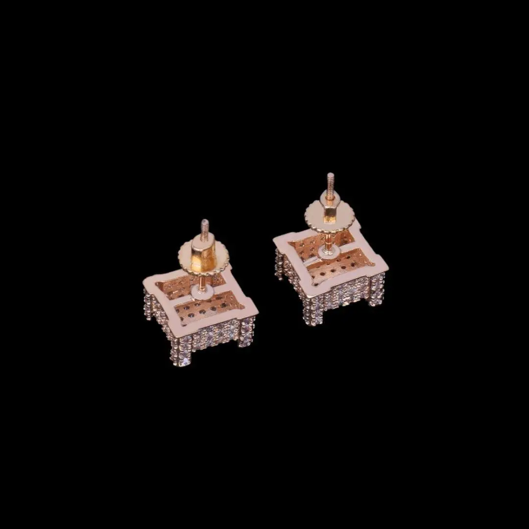 10MM Cursive Tennis Screw Iced Out Stud Earrings - Image 4