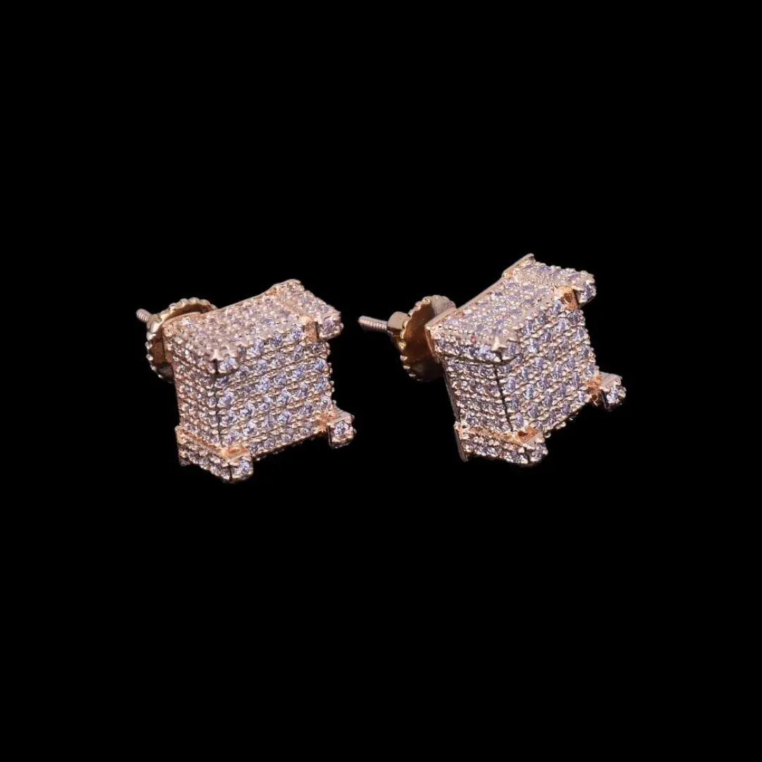 10MM Cursive Tennis Screw Iced Out Stud Earrings - Image 5