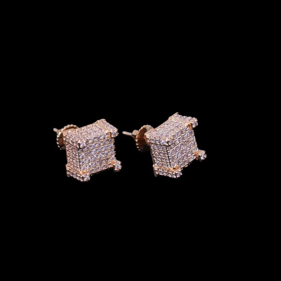 10MM Cursive Tennis Screw Iced Out Stud Earrings - Image 6