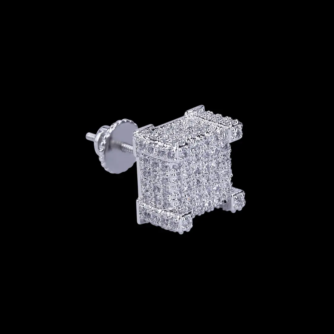 10MM Cursive Tennis Screw Iced Out Stud Earrings - Image 7