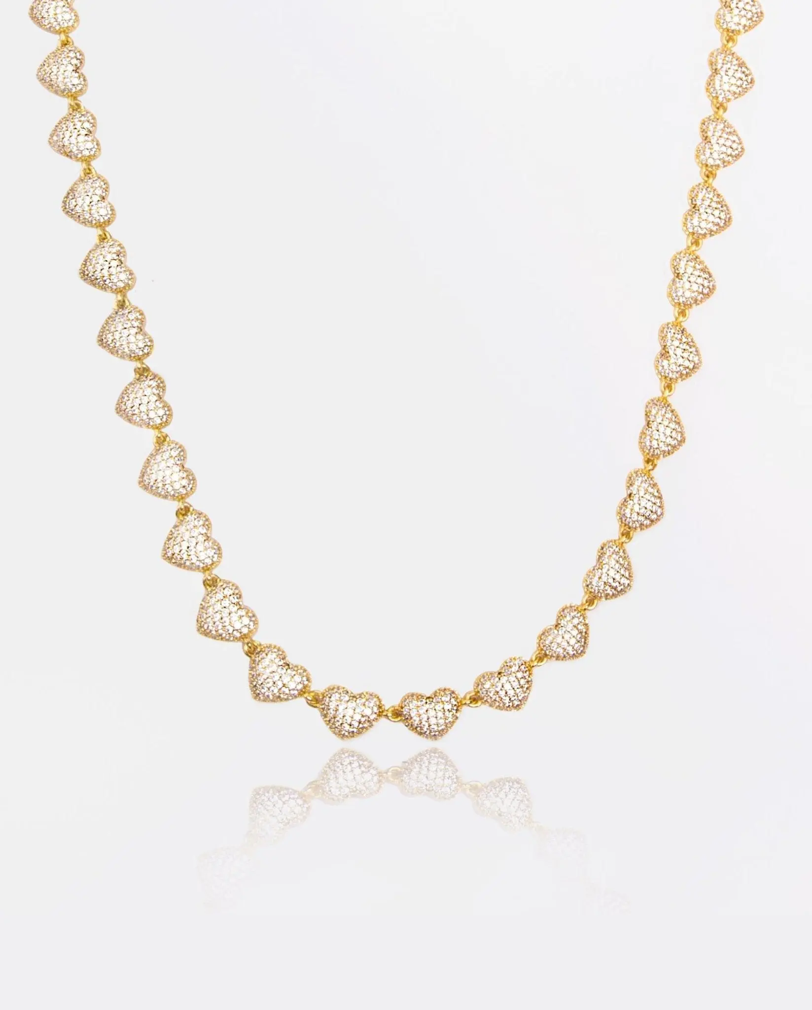 10mm Iced Heart Necklace - Gold - Image 3