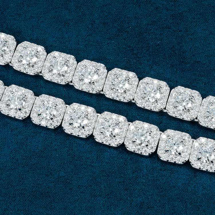 10MM Moissanite Cluster Tennis chain - Gold Vermeil - Image 5