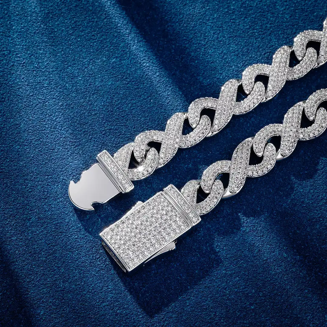 10mm Moissanite Infinity Link Chain - Gold Vermeil - Image 3