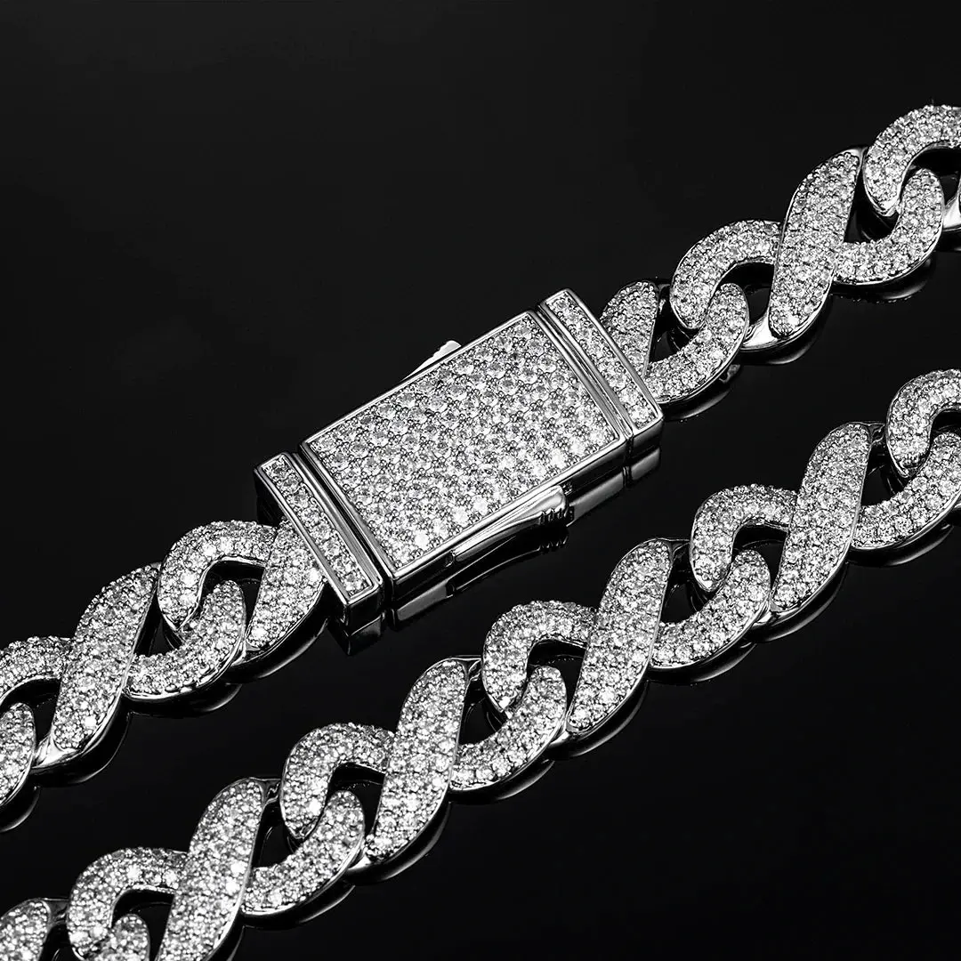 10mm Moissanite Infinity Link Chain - Gold Vermeil - Image 4