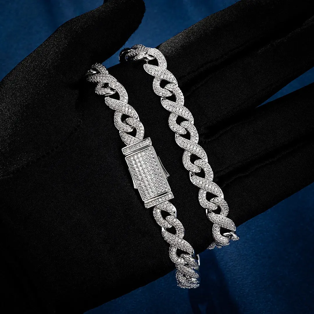 10mm Moissanite Infinity Link Chain - Gold Vermeil - Image 6