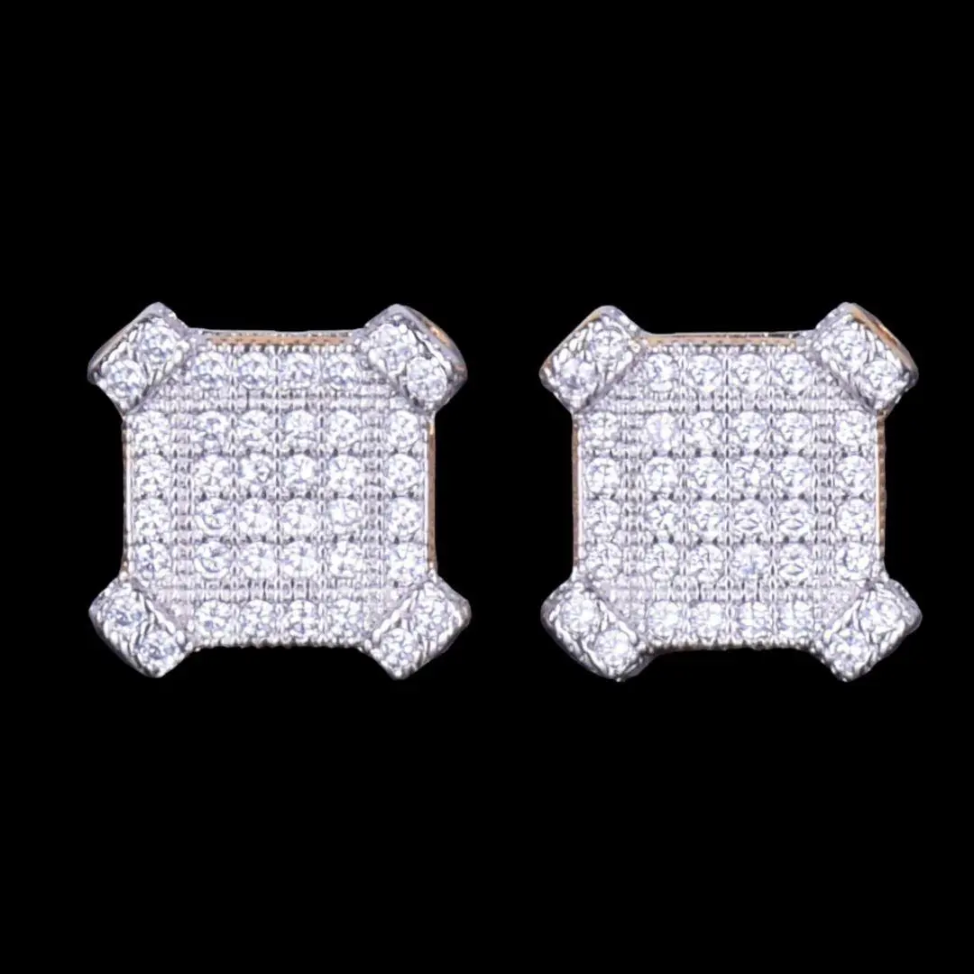 10MM Sapphire Squares Iced Out Stud Earrings - Image 5