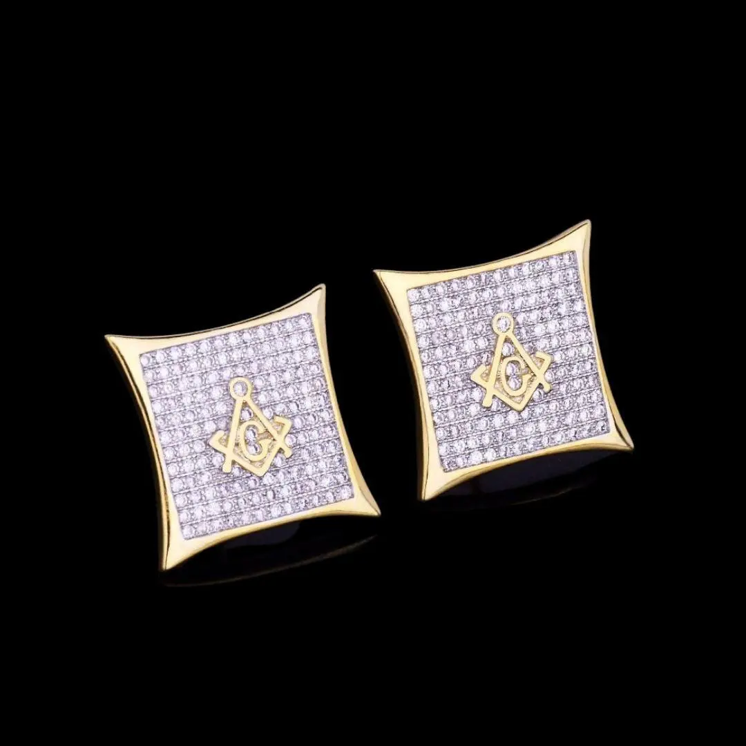 12MM Sharp Cursive Iced Out Stud Earrings - Image 5