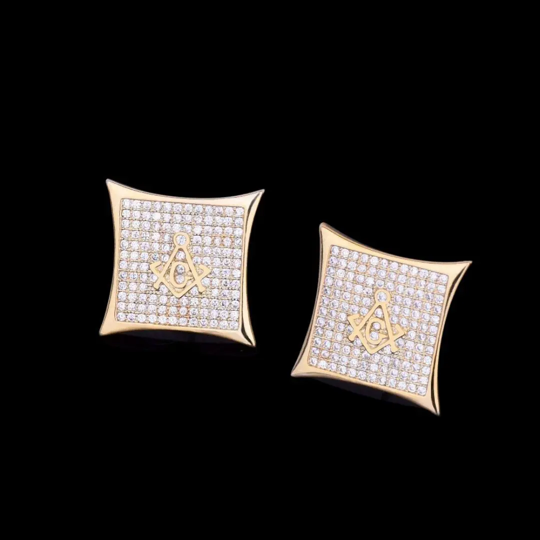 12MM Sharp Cursive Iced Out Stud Earrings - Image 7