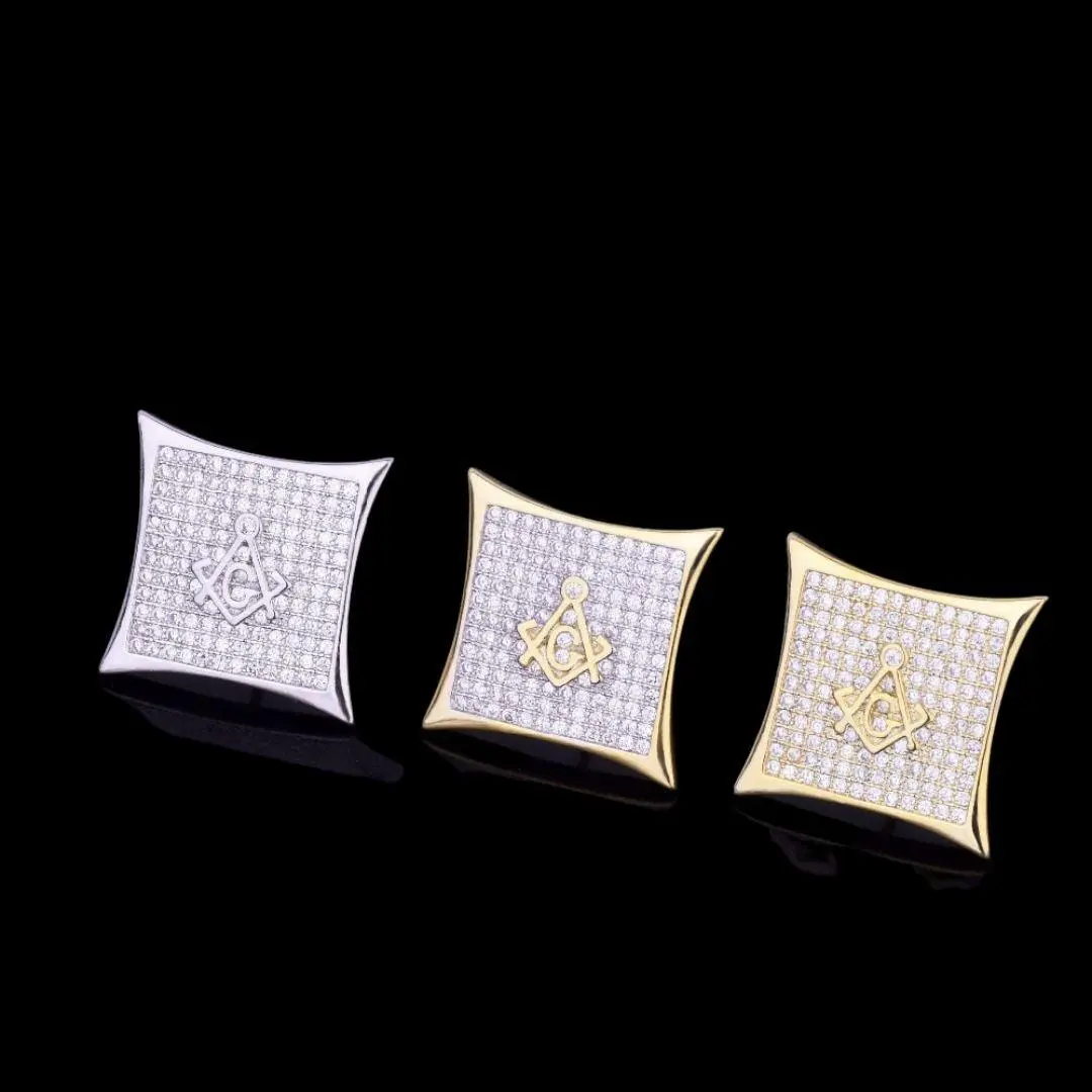 12MM Sharp Cursive Iced Out Stud Earrings - Image 8