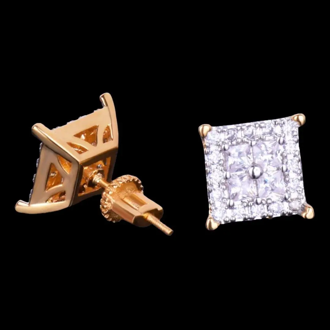 12MM Square Back Iced Out Stud Earrings - Image 5
