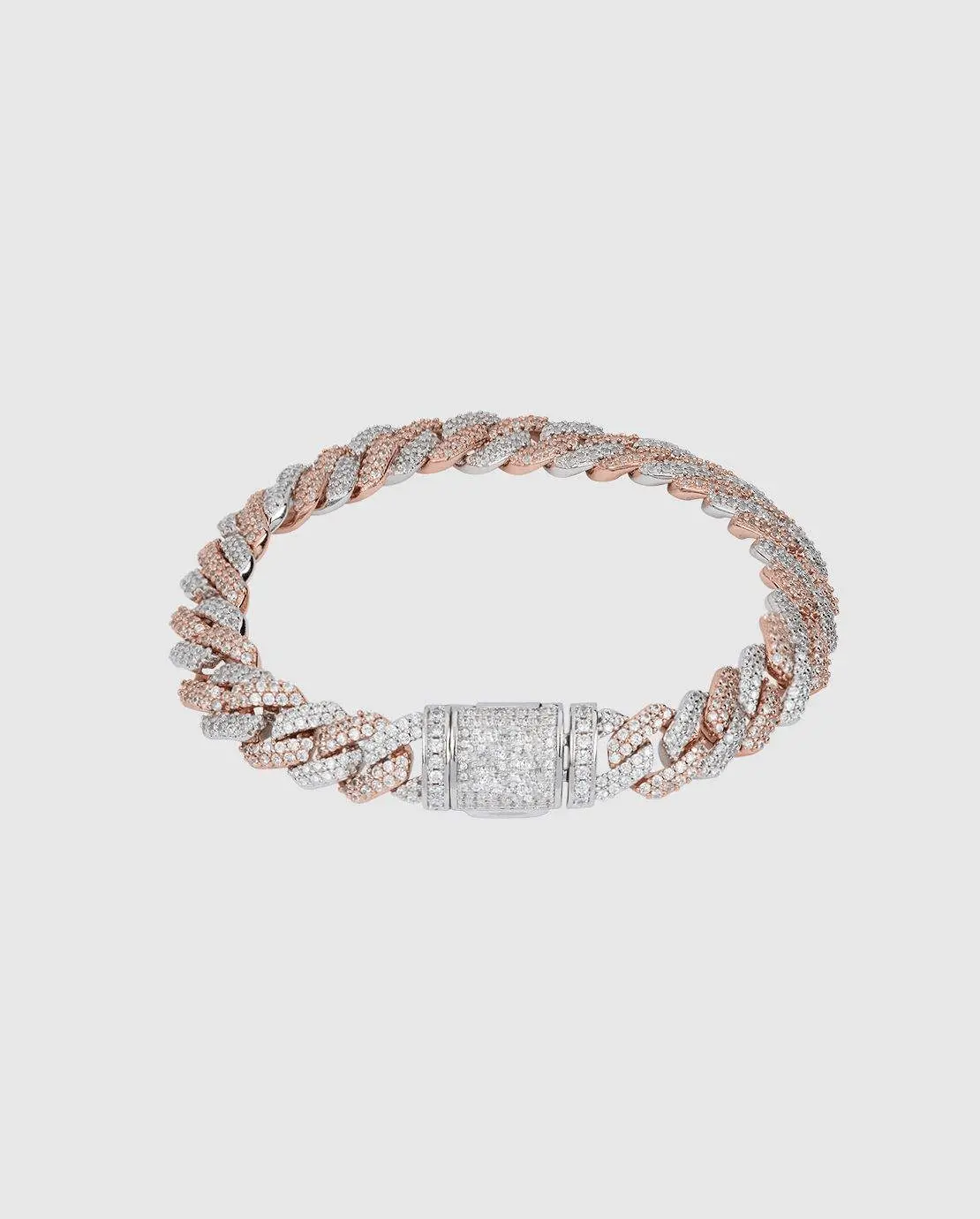 14mm Diamond Prong Link Bracelet - 2 Tone - Image 3