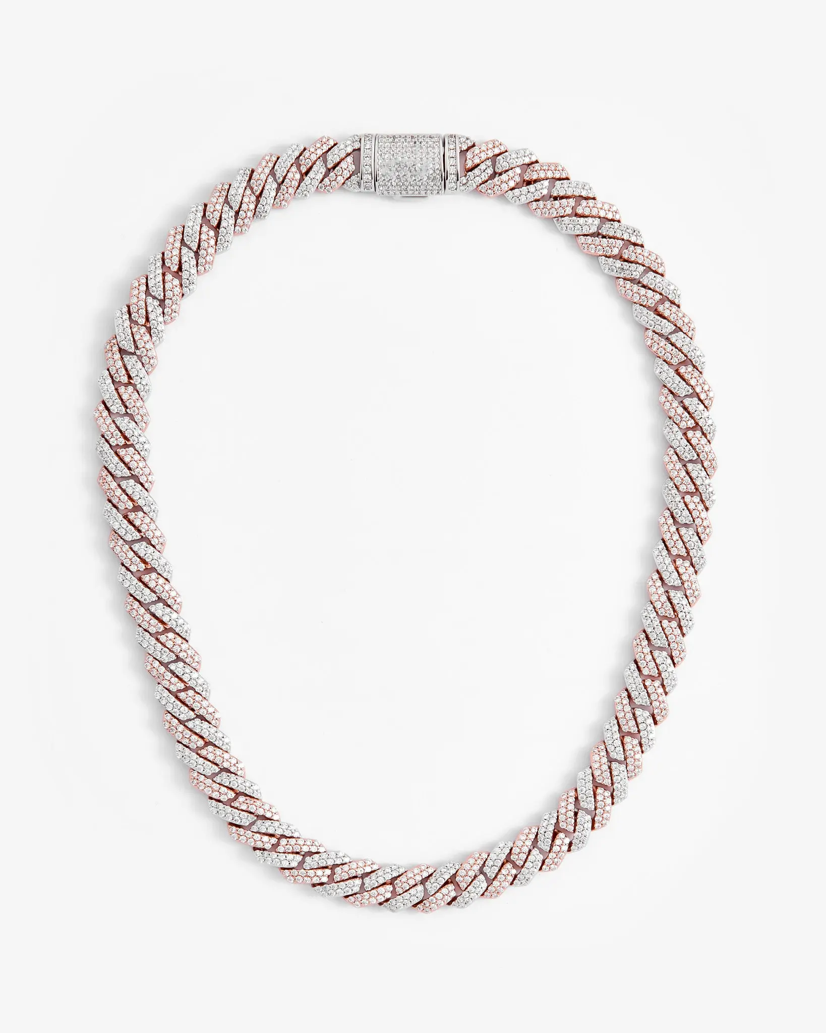 14mm Diamond Prong Link Chain - Two Tone - Image 2