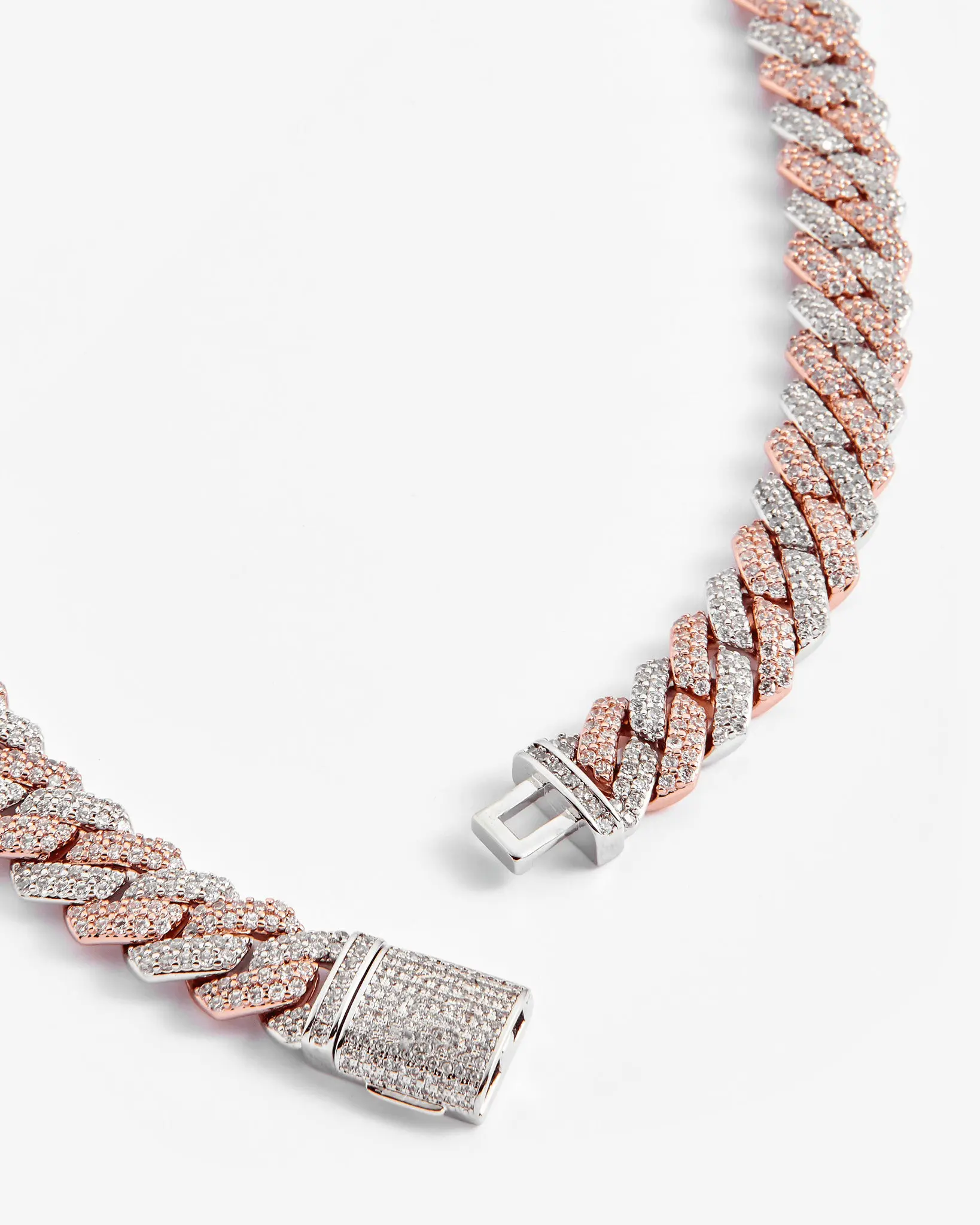 14mm Diamond Prong Link Chain - Two Tone - Image 3