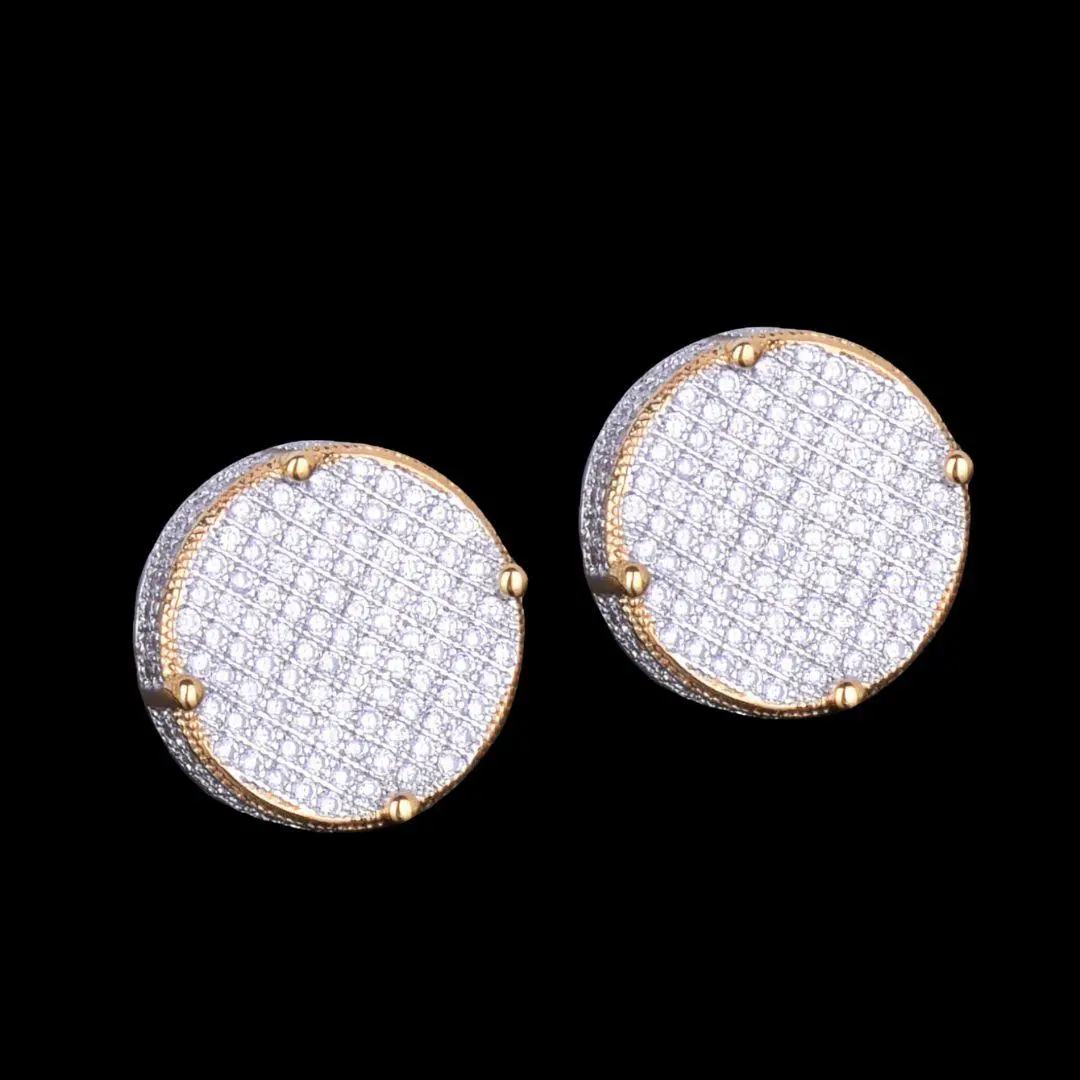 14MM Round Screw Back Iced Out Stud Earrings - Image 3