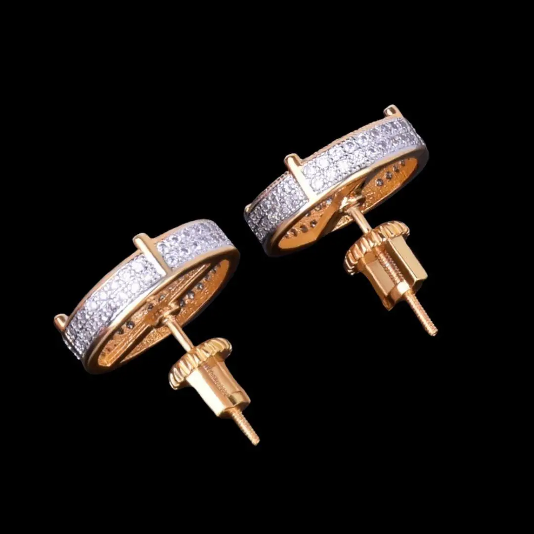14MM Round Screw Back Iced Out Stud Earrings - Image 5