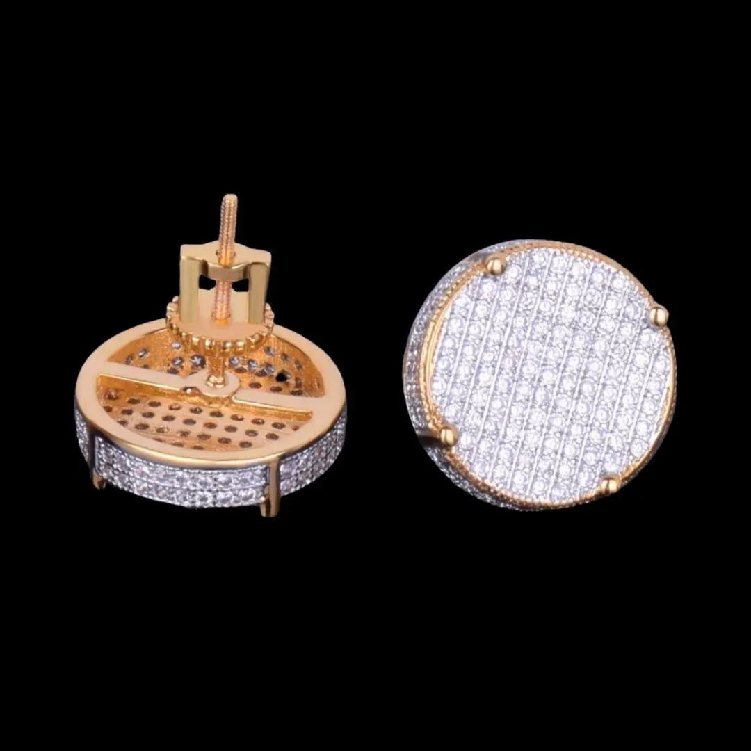 14MM Round Screw Back Iced Out Stud Earrings - Image 7