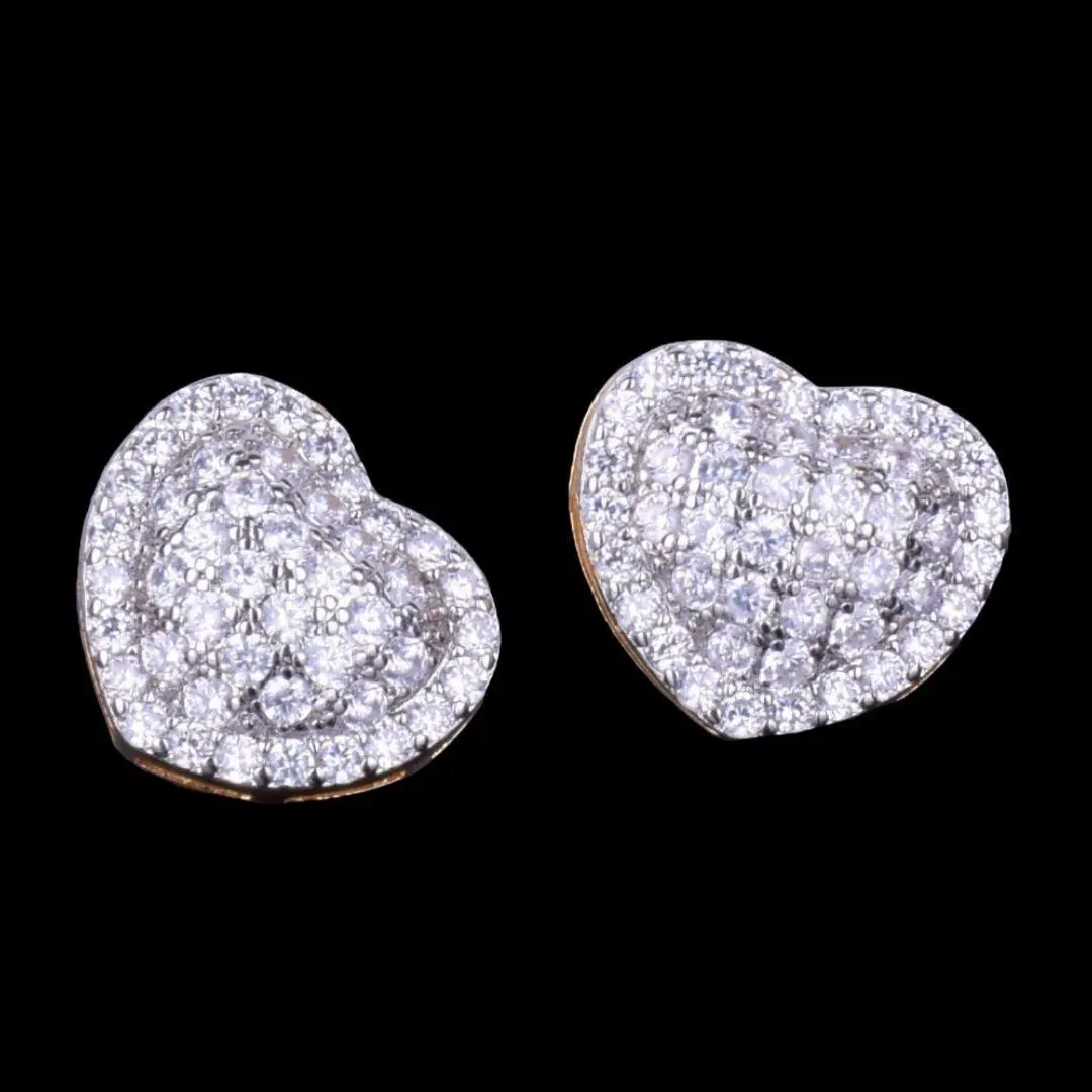 14MM Tennis Heart Iced Out Stud Earrings - Image 5