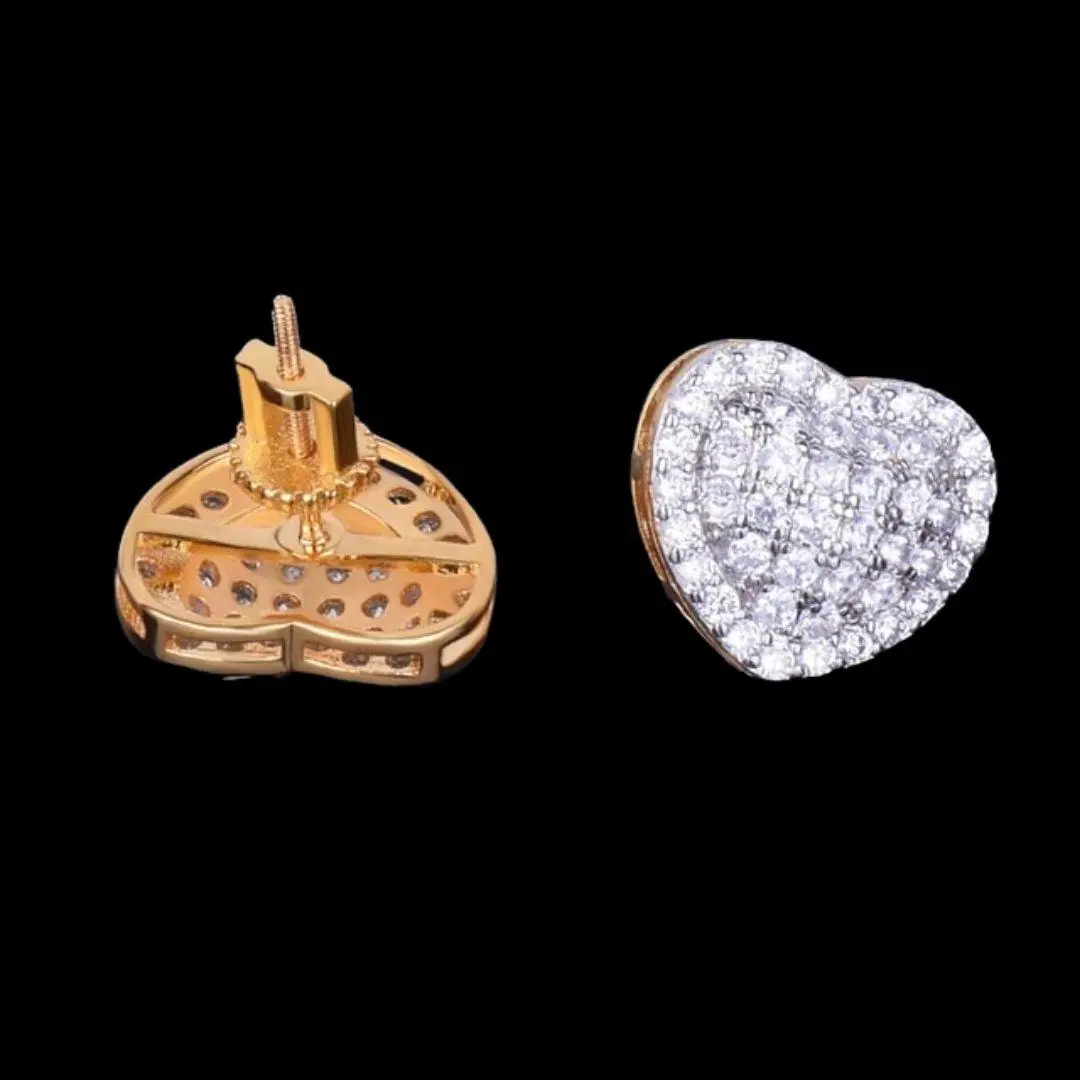 14MM Tennis Heart Iced Out Stud Earrings - Image 6