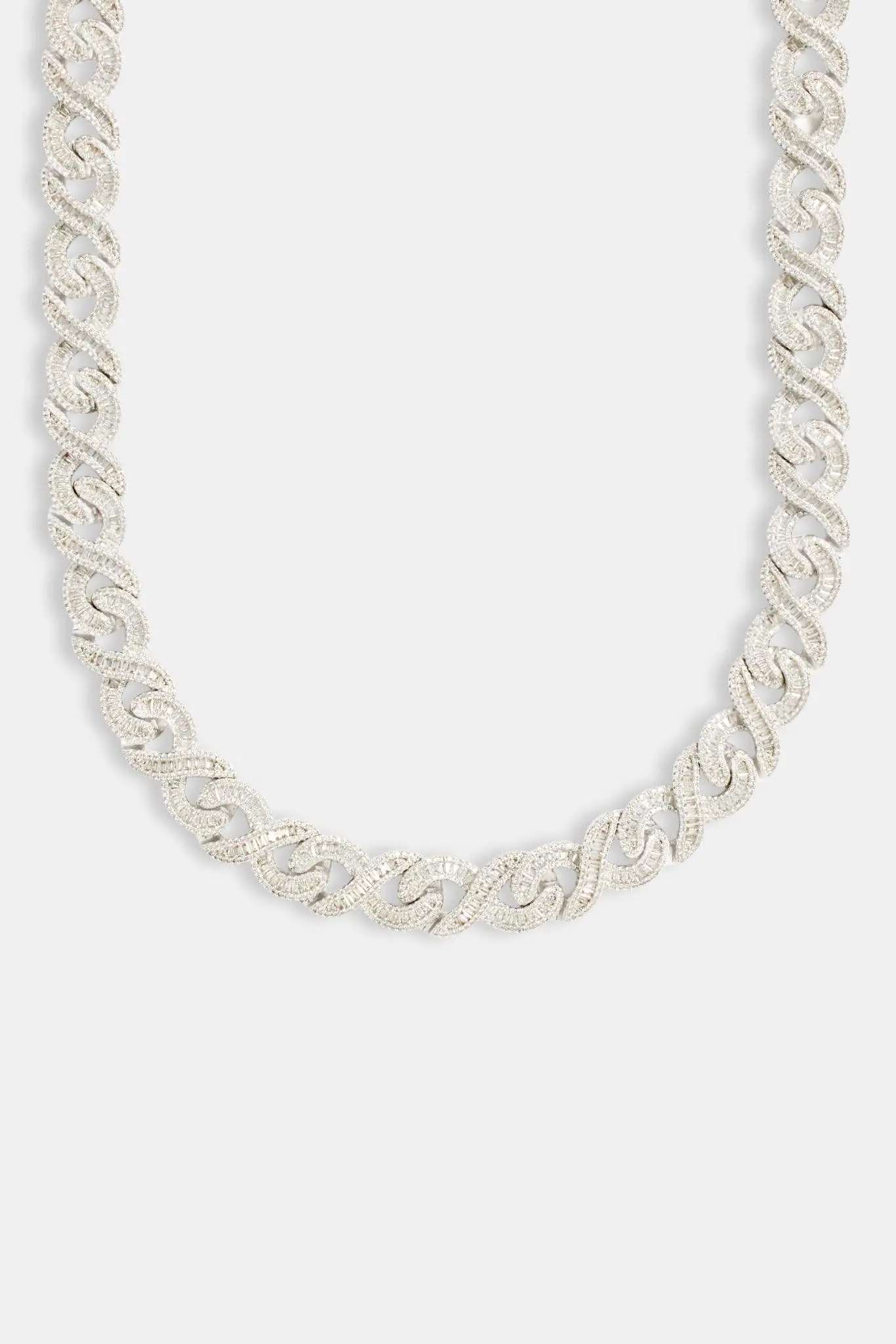 15mm Iced Baguette Infinity Chain - White Gold - Image 2