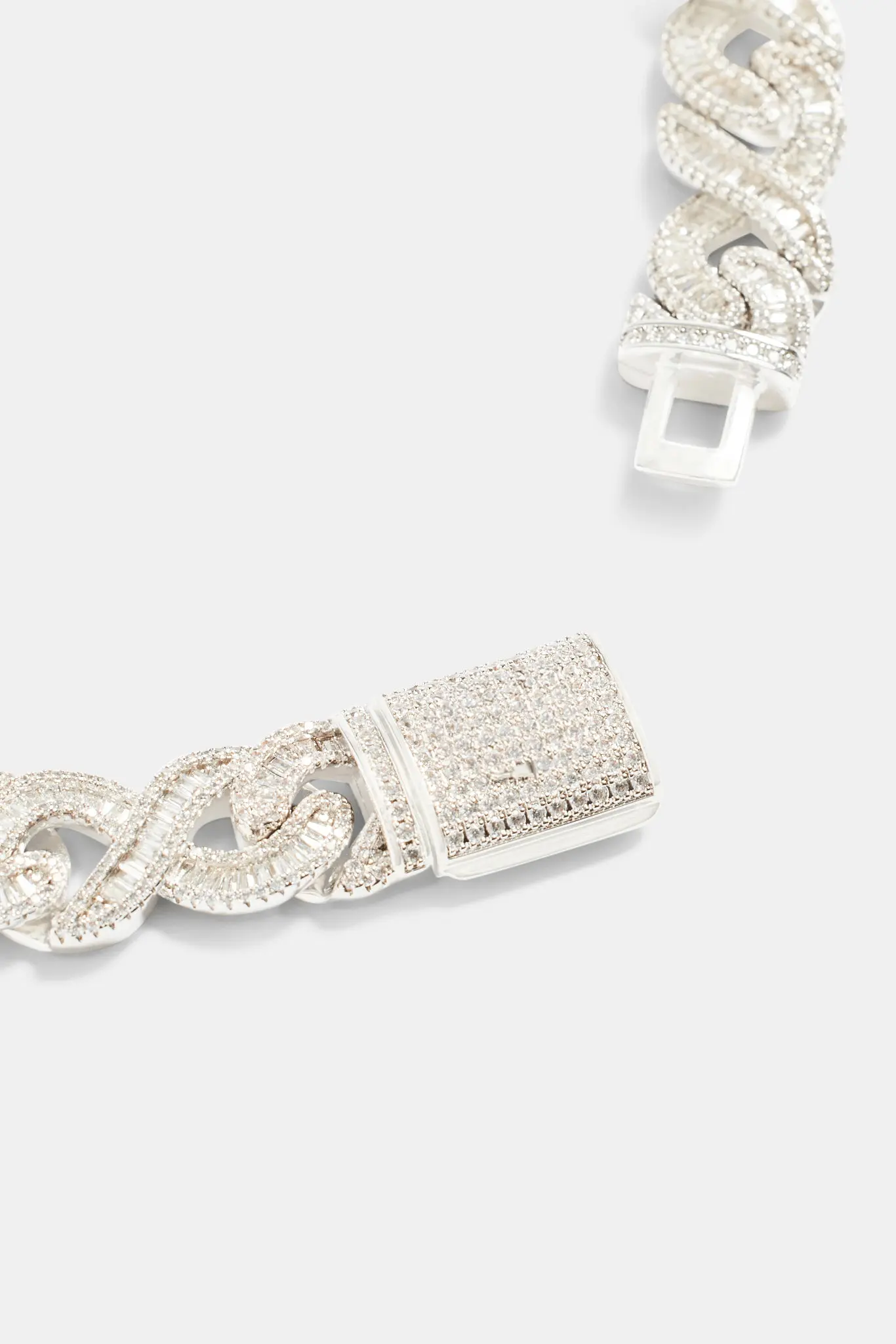 15mm Iced Baguette Infinity Chain - White Gold - Image 3