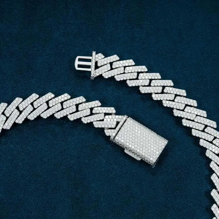 15MM Moissanite Prong Cuban Link Chain - Image 4
