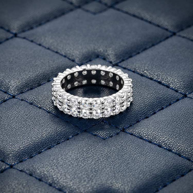 2-Row Moissanite Band Ring - Vermeil Gold - Image 3