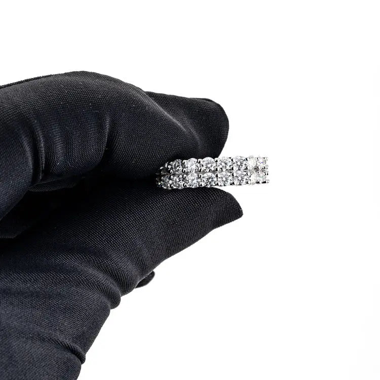 2-Row Moissanite Band Ring - Vermeil Gold - Image 5