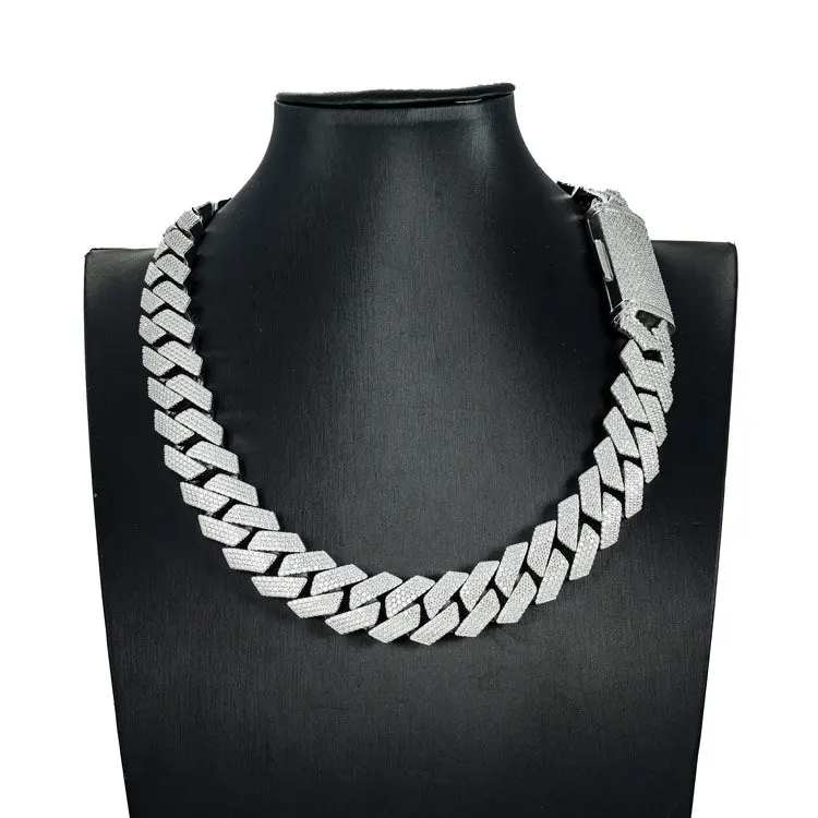 20MM Moissanite Prong Cuban Link Chain - Gold Vermeil - Image 5
