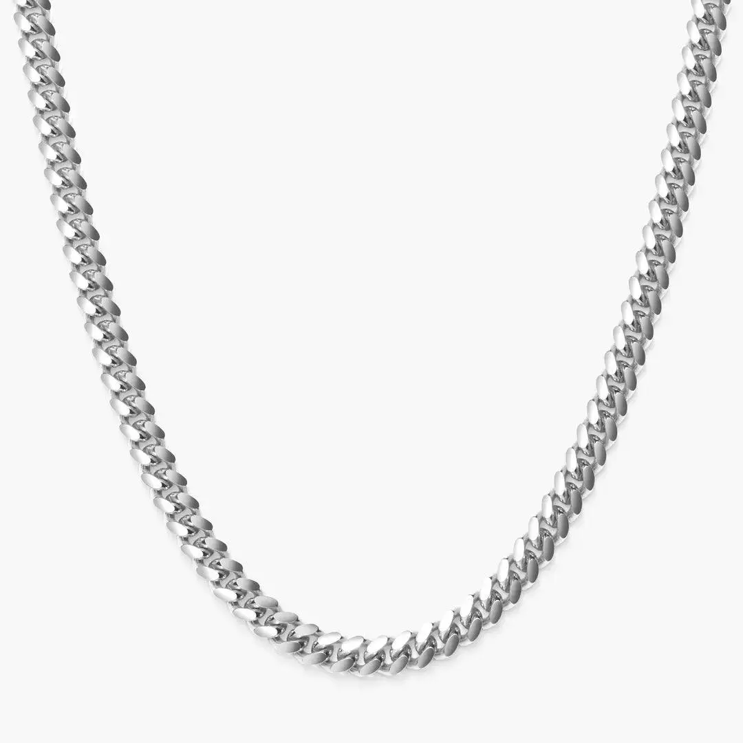 5mm Miami Cuban Link Chain - White Gold - Image 3