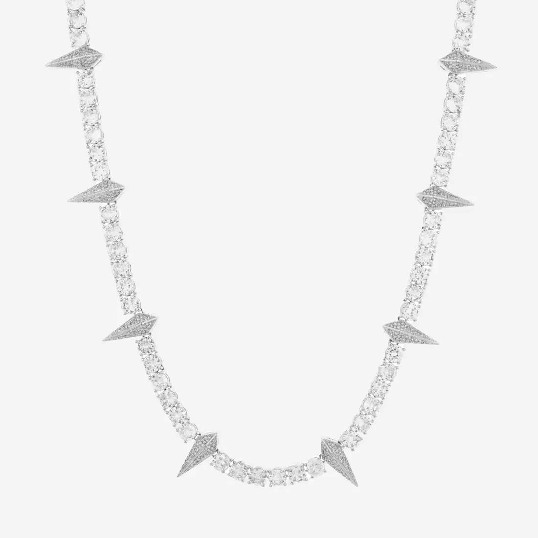 5mm Spike Tennis Chain - White Gold - Image 4