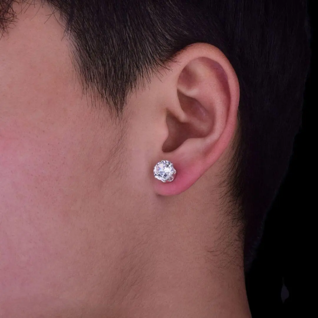 VVS Round Iced Out Stud Earrings - Image 2