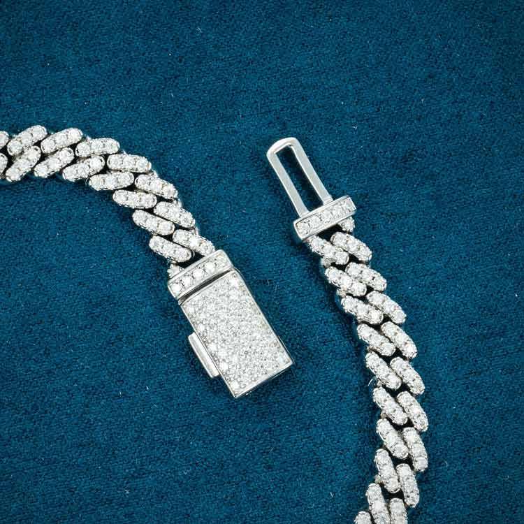 6MM Moissanite Miami Cuban Link Bracelet - White Gold - Image 3