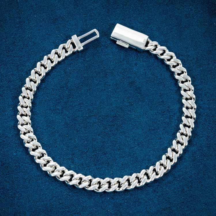 6MM Moissanite Miami Cuban Link Bracelet - White Gold - Image 4