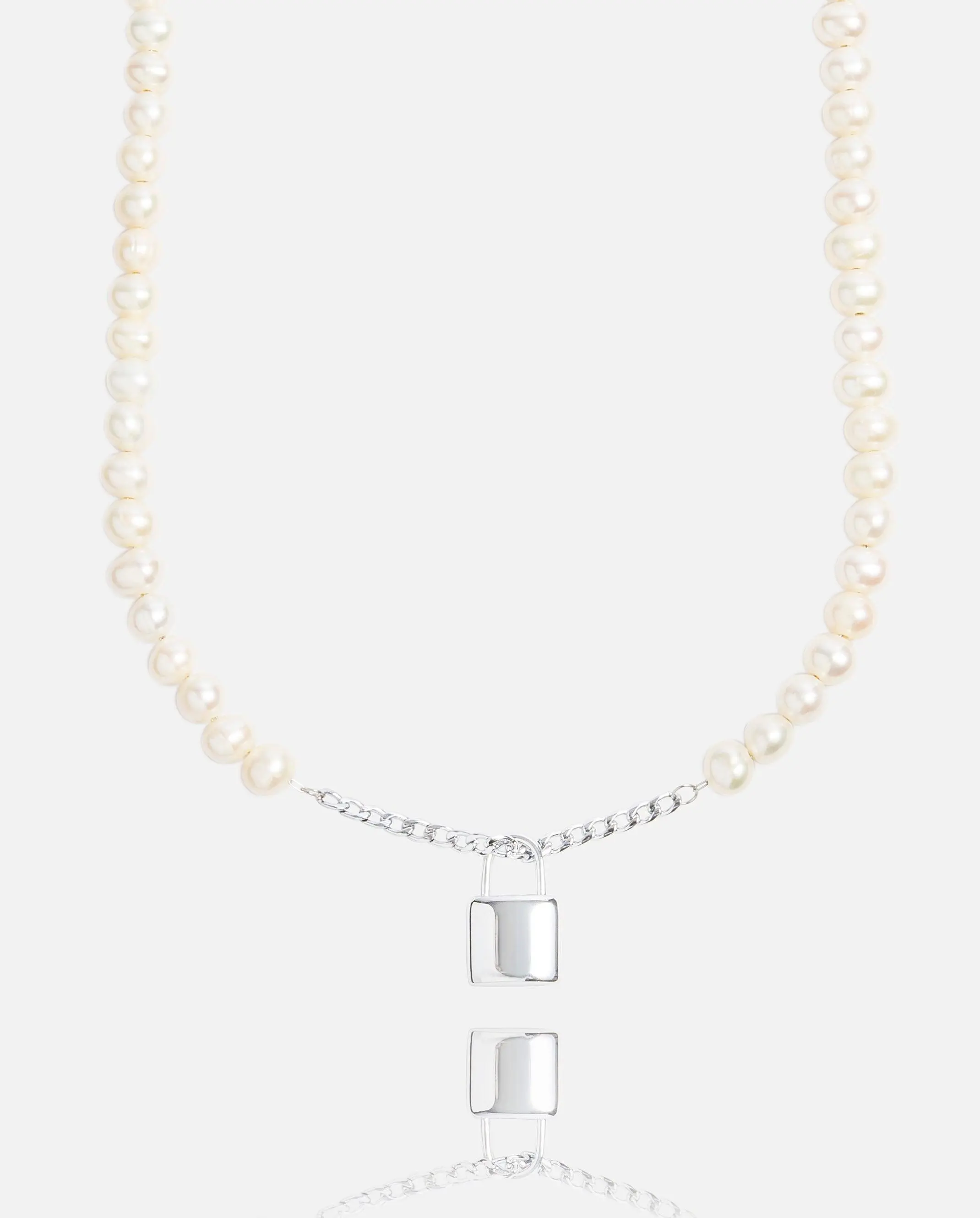 6mm Pearl + Padlock Necklace - Image 3
