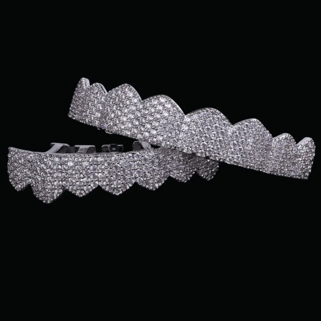 8 Teeth Fang Mouth Iced Out Grillz - Image 3