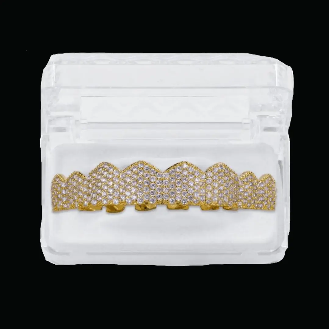 8 Teeth Fang Mouth Iced Out Grillz - Image 7