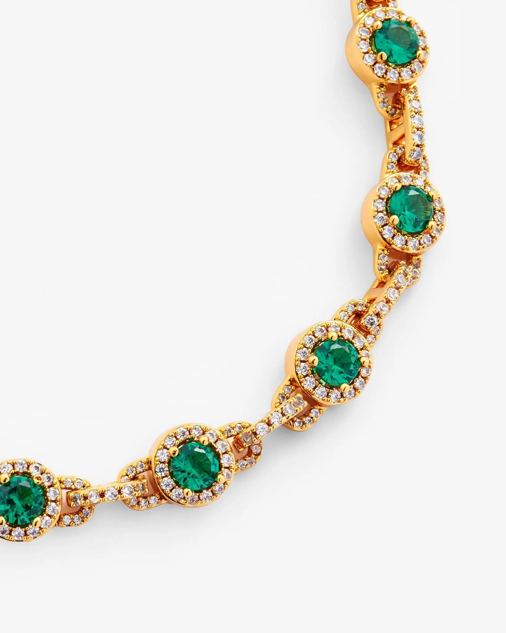 9mm Green Centre Stone Link Chain - Gold - Image 2