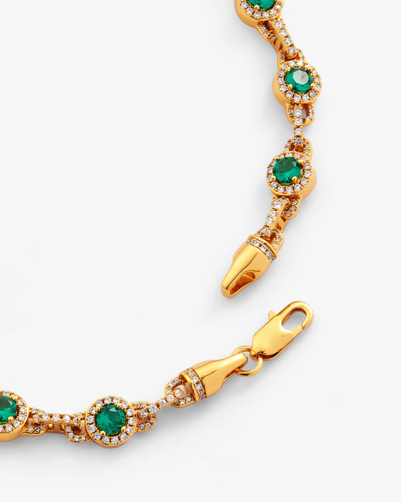 9mm Green Centre Stone Link Chain - Gold - Image 3