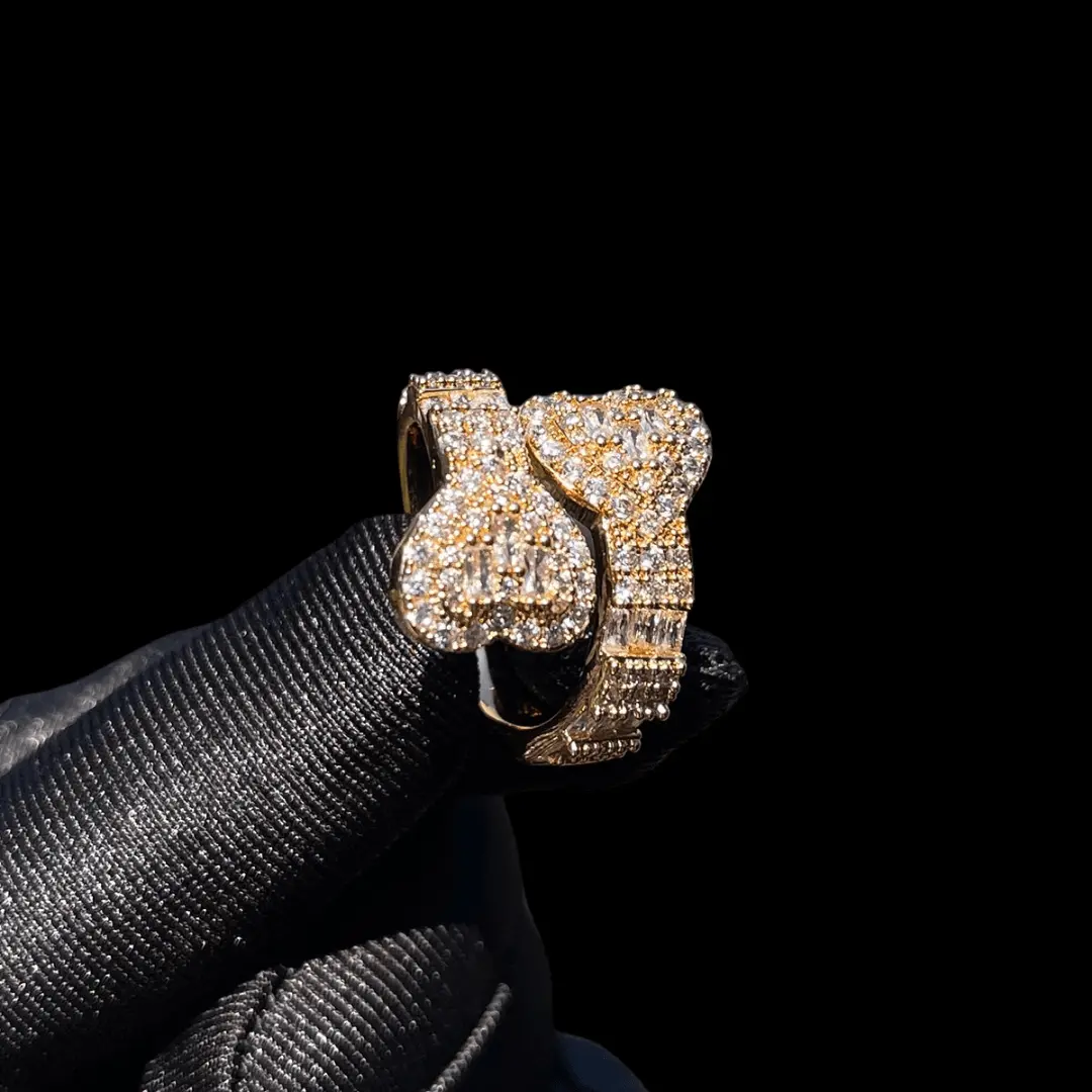 Double Heart Iced Out Ring - Image 3