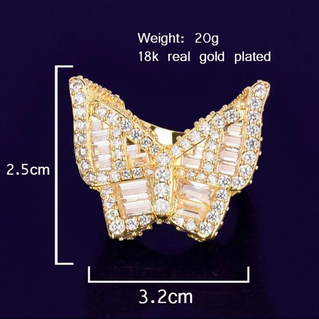 Butterfly Edition Baguette Tennis Iced Out Ring - Image 2