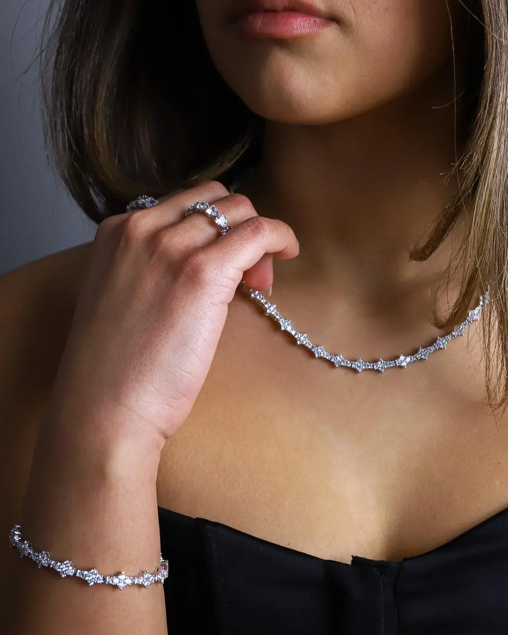 Comb Tennis Bracelet - White Gold - Image 3