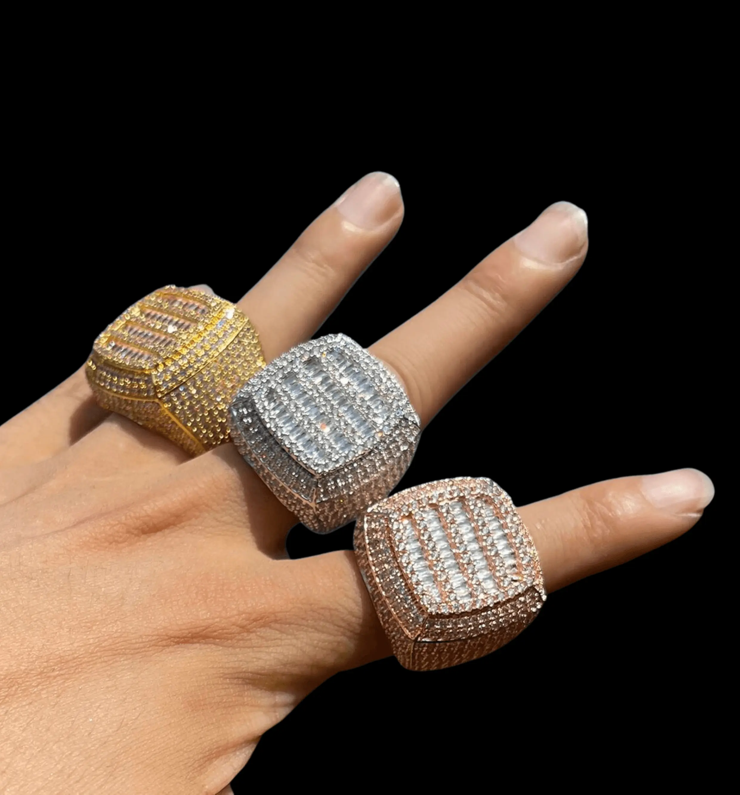 Cushion Prong Baguette Top Iced Out Ring - Image 6