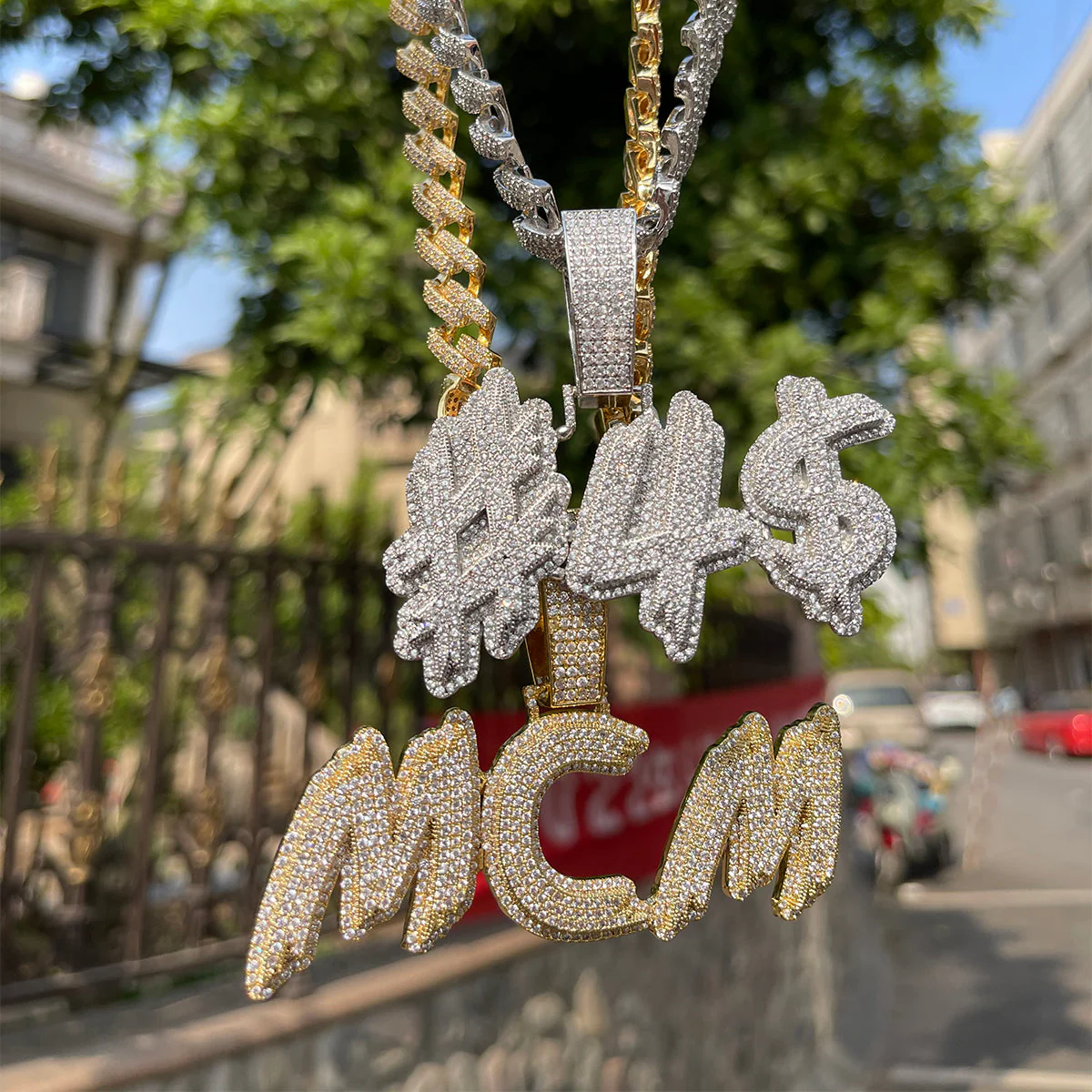 Custom Bubble Letter Pendant- Gold - Image 2