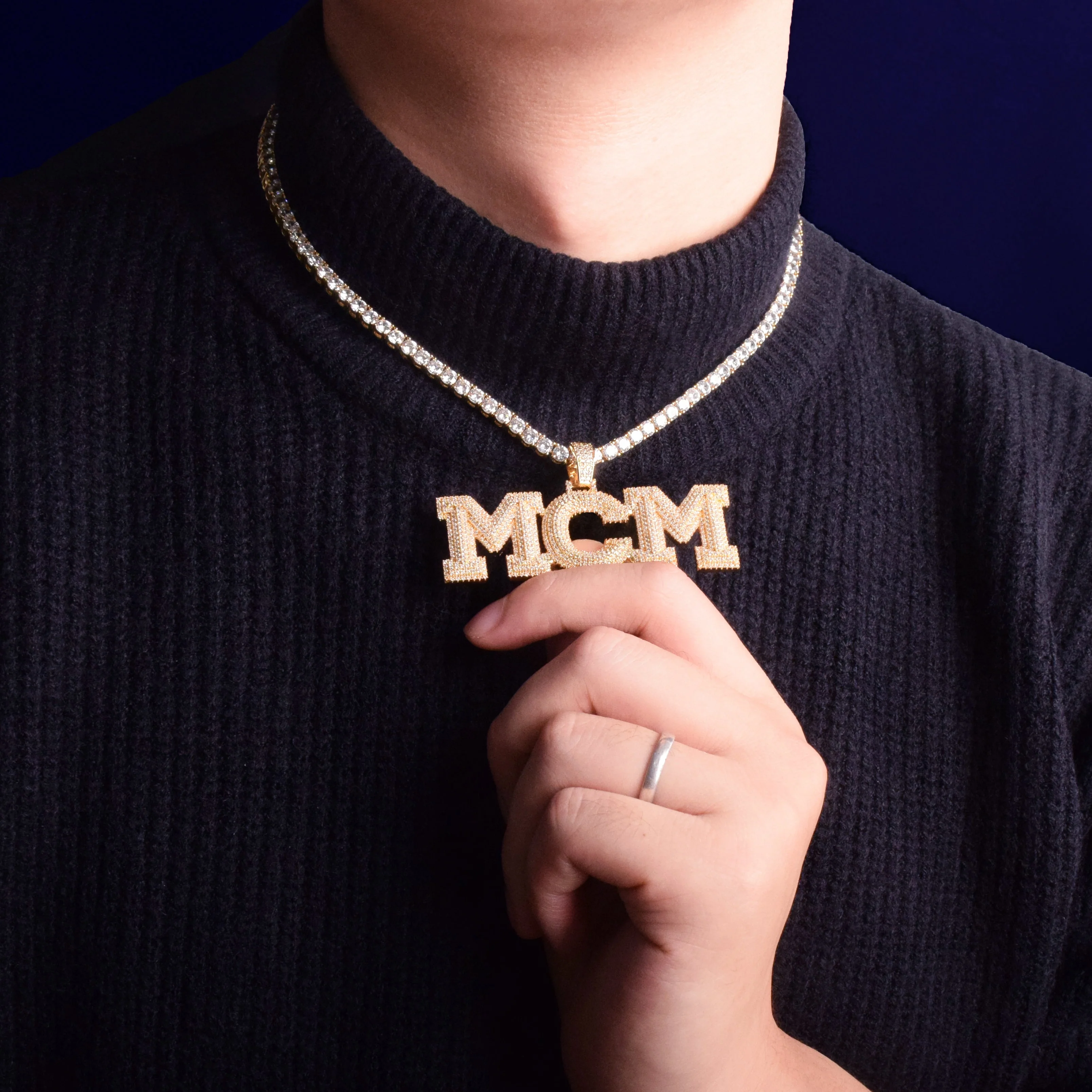 Custom  VVS Letter Pendant - Gold - Image 3