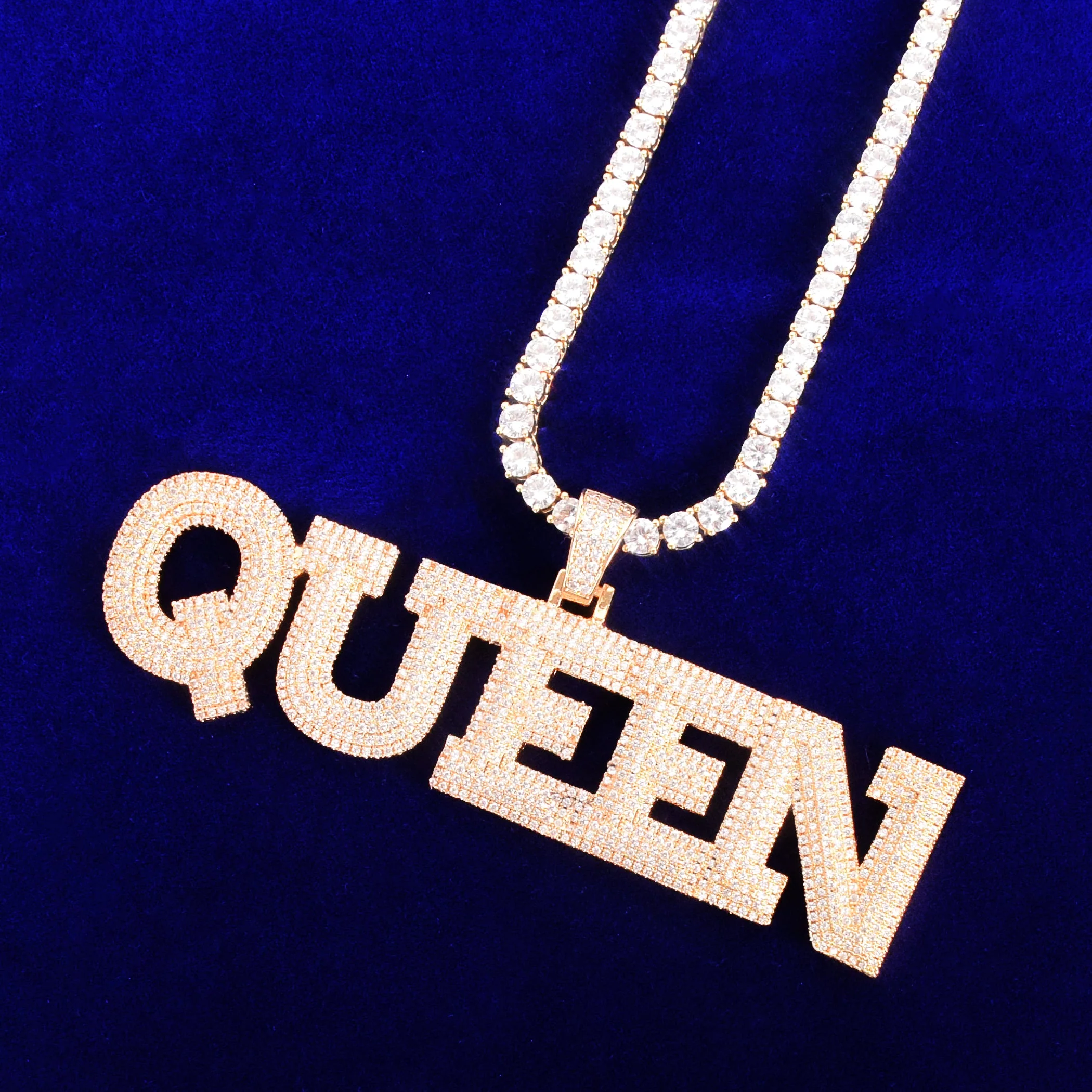 Custom  VVS Letter Pendant - Gold - Image 4