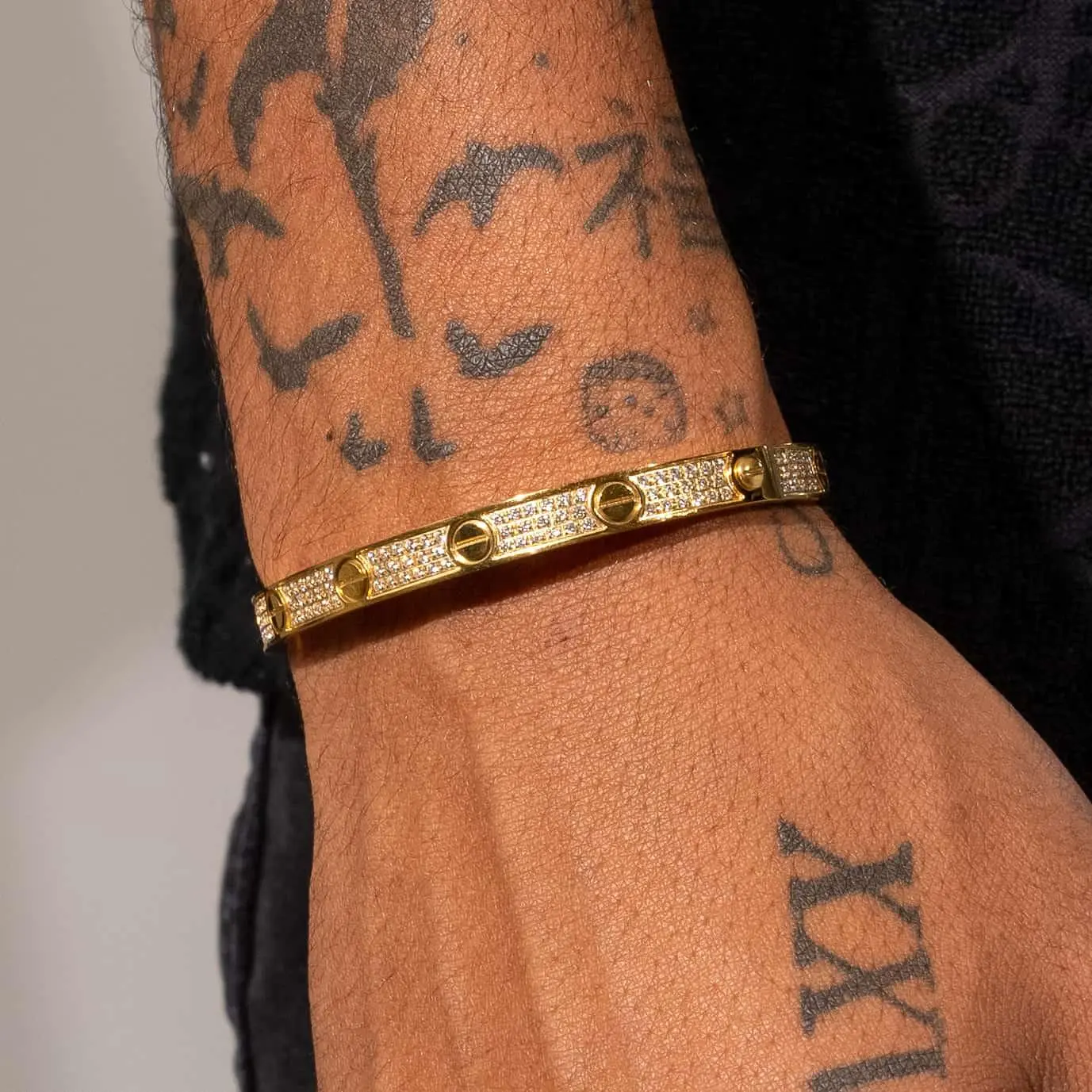 Iced Band Bracelet - Gold - Image 4