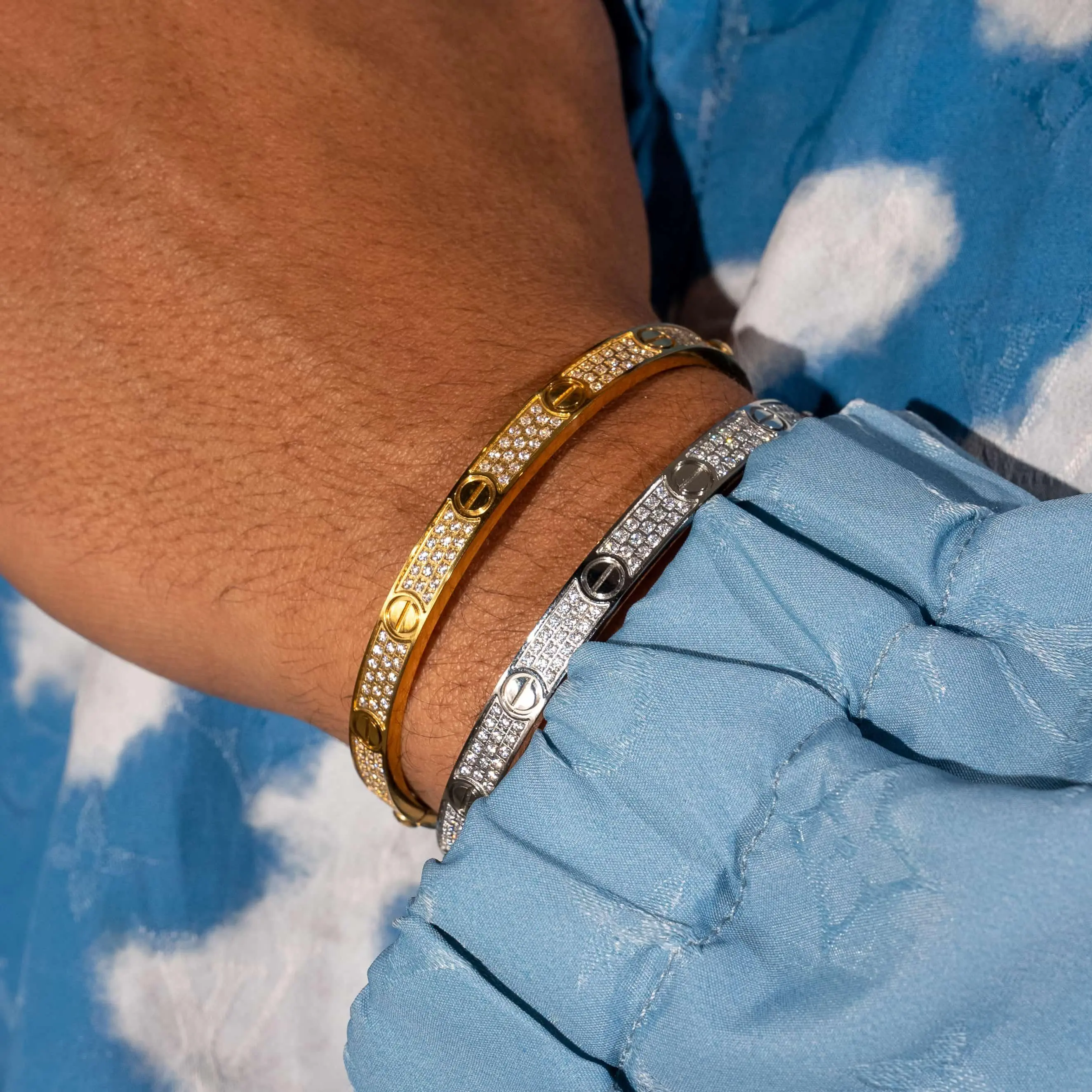 Iced Band Bracelet - White Gold - Image 3