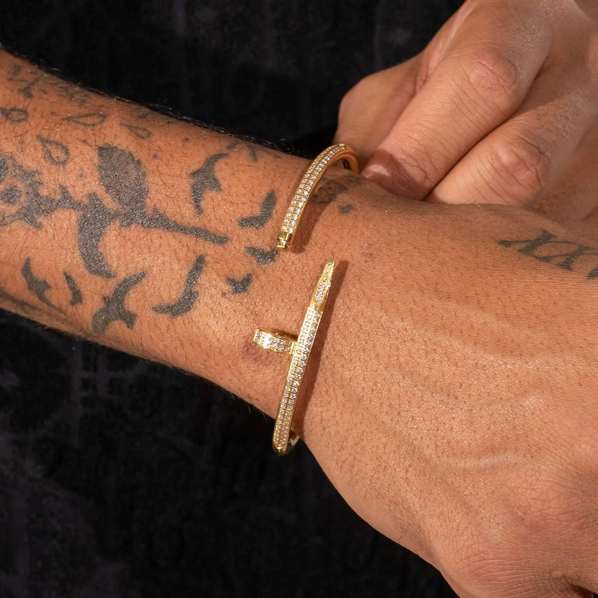 Iced Nail Bracelet - Gold - Image 2