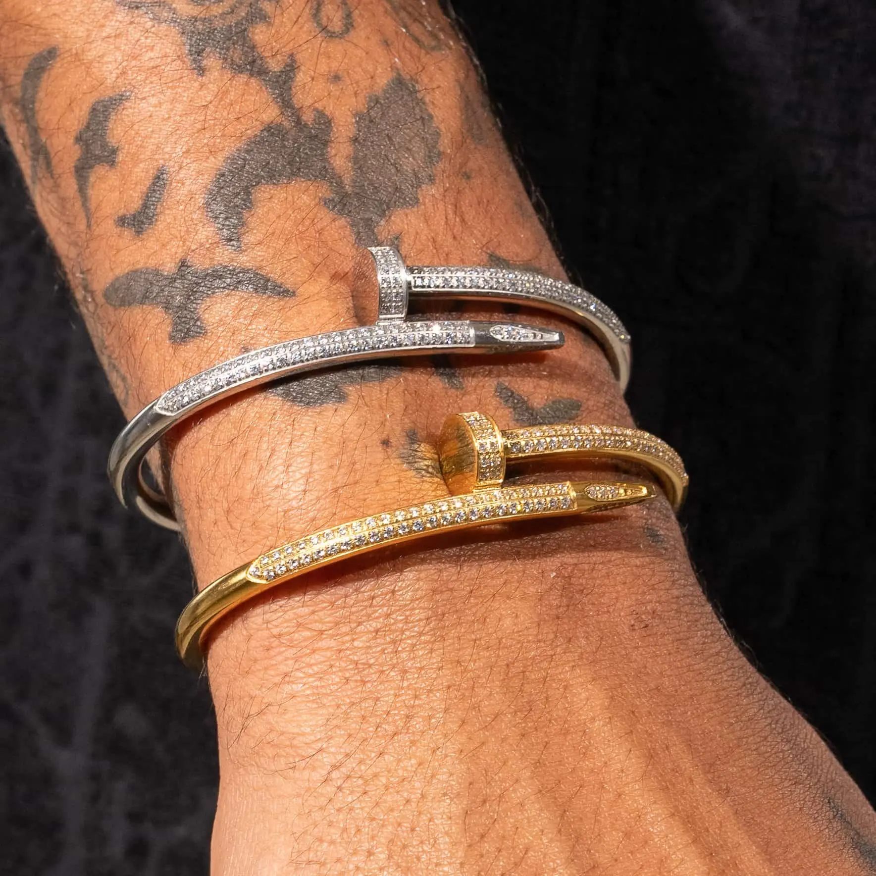 Iced Nail Bracelet - White Gold - Image 4
