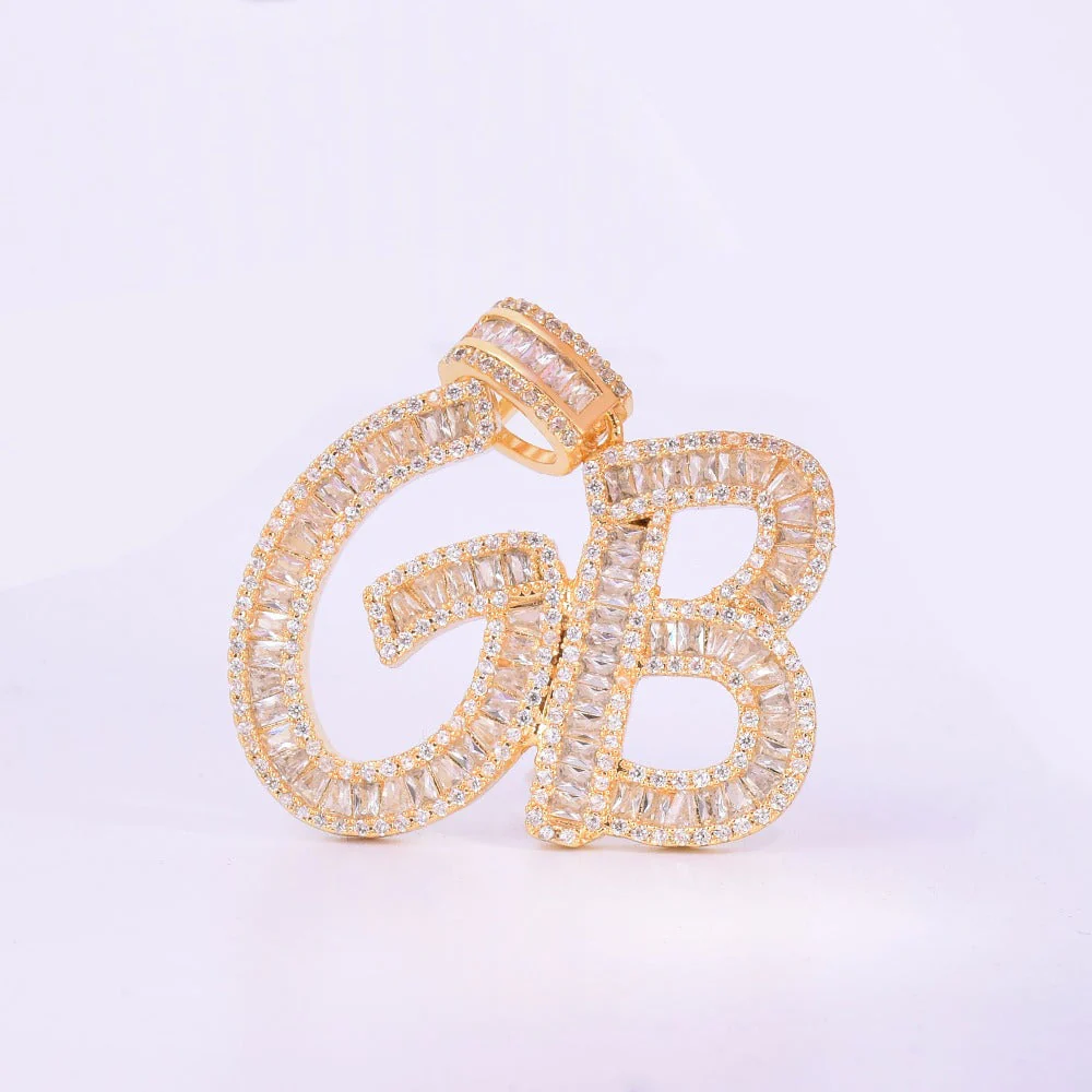Iced Out Baguette Letters- Gold - Image 2